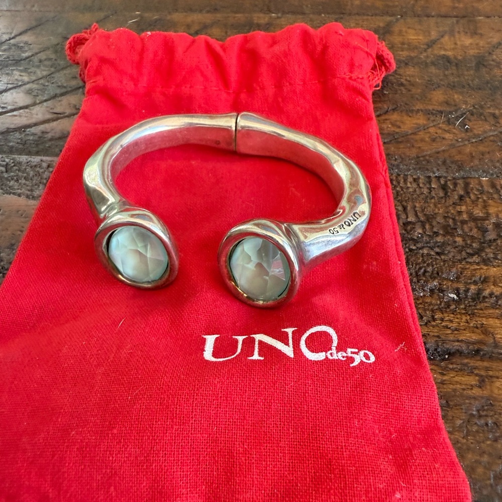 UNOde50 Silver Bracelet w/ Aquarium Crystals Excellent Condition!! Rare!